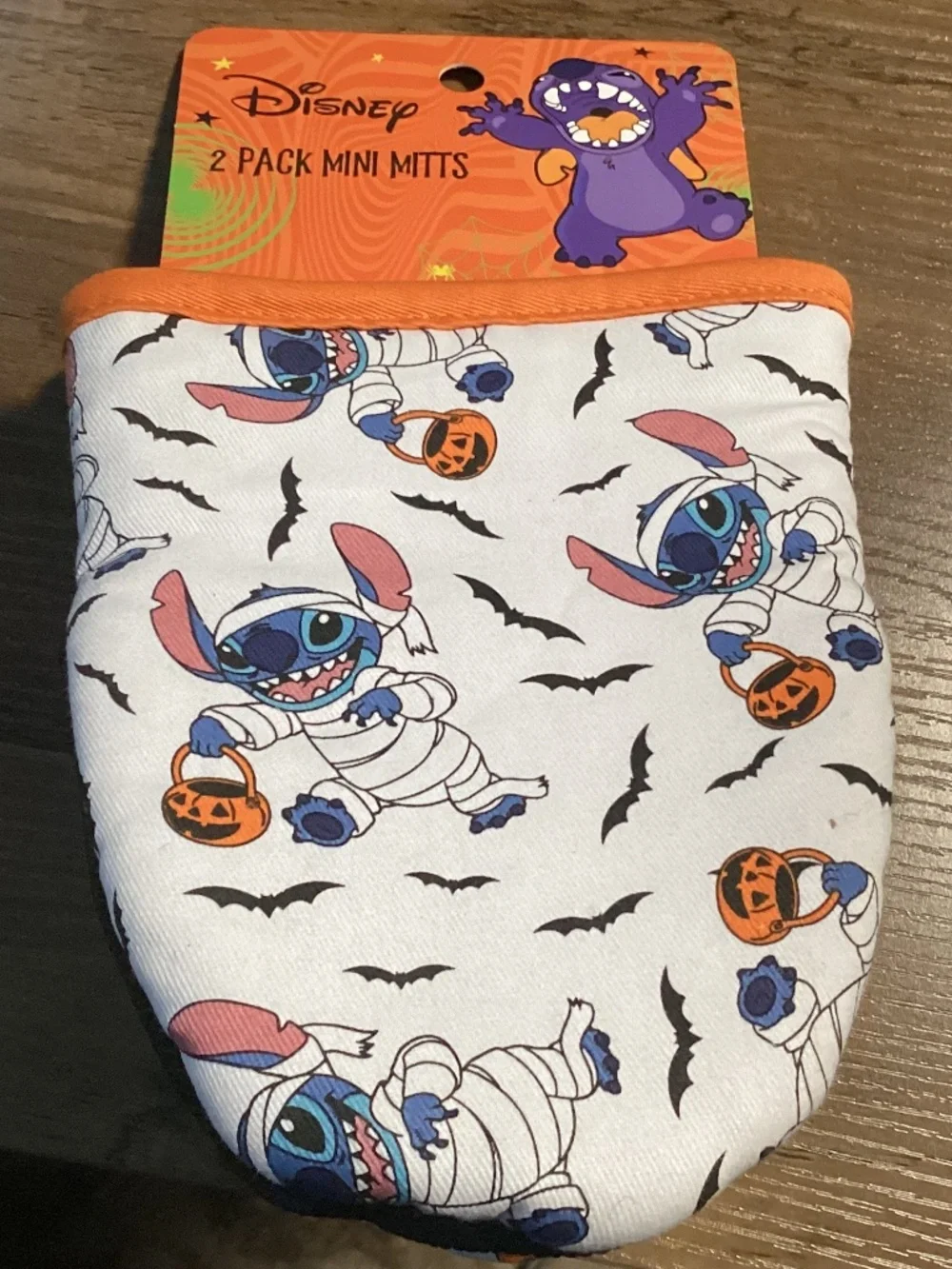 Disney Stitch Halloween Mummy Oven Mini Mitts 2 Pack New